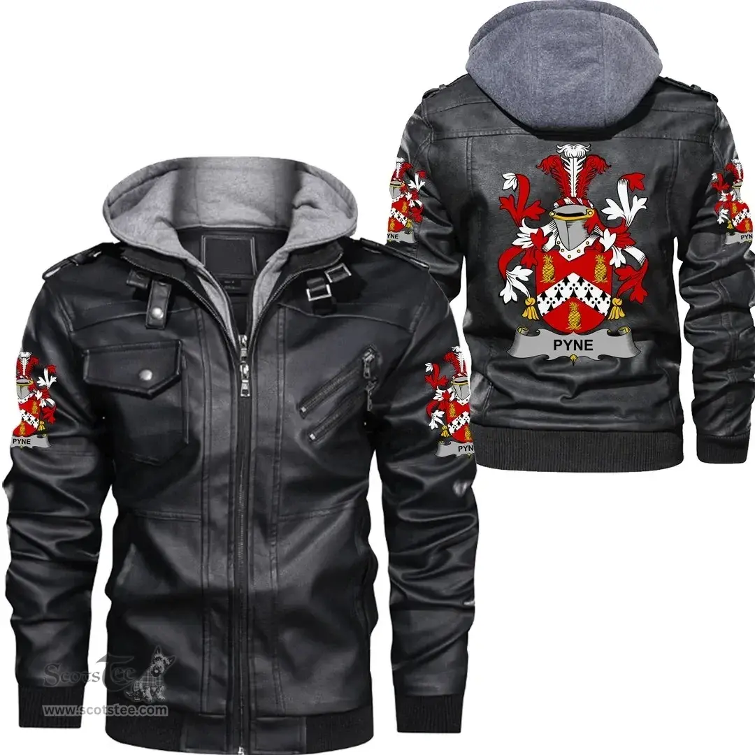Irish Pyne Coat of Arms Family Crest Ireland Leather Jacket Irish Jackets