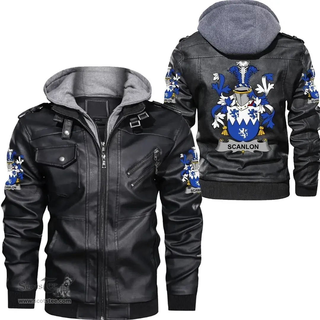 Irish Scanlon or O'Scanlan Coat of Arms Family Crest Ireland Leather Jacket Irish Jackets