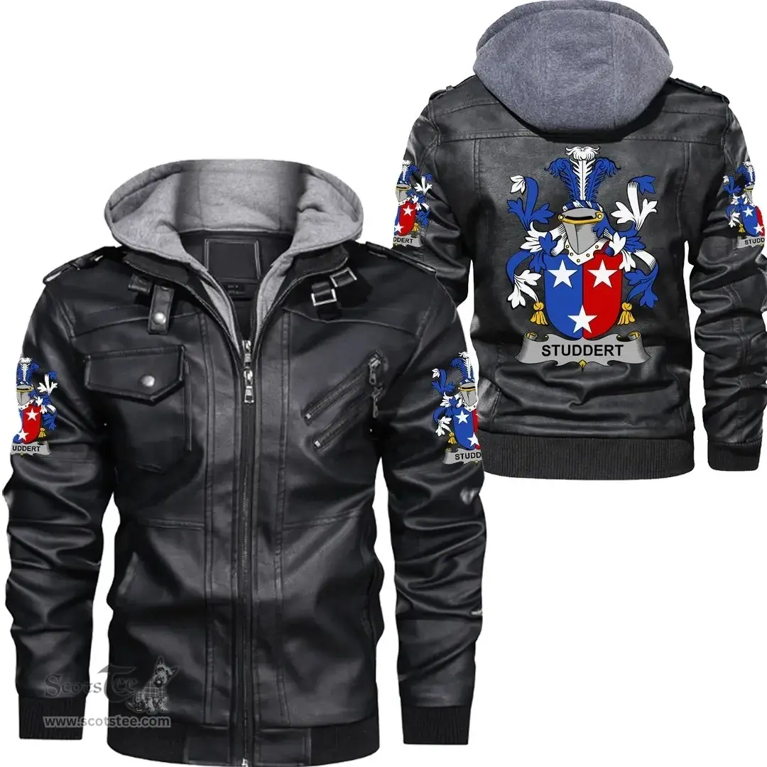 Irish Studdert Coat of Arms Family Crest Ireland Leather Jacket Irish Jackets