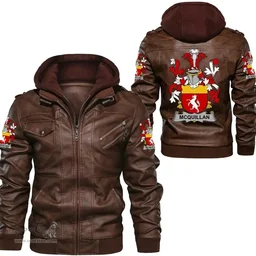 Irish McQuillan Coat of Arms Family Crest Ireland Leather Jacket Irish Jackets