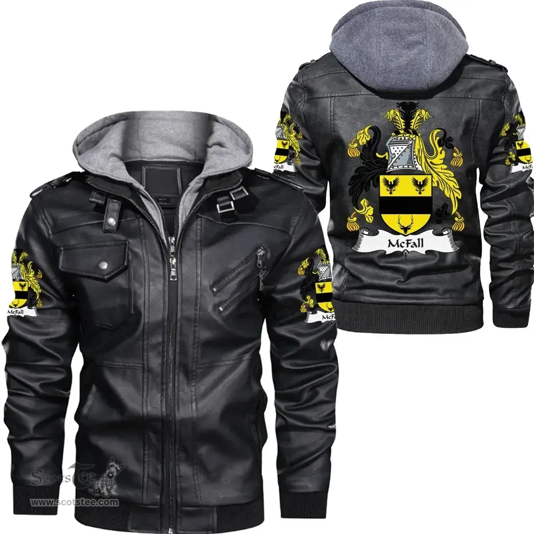 Irish McFall Coat of Arms Family Crest Ireland Leather Jacket Irish Jackets