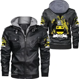 Irish McFall Coat of Arms Family Crest Ireland Leather Jacket Irish Jackets