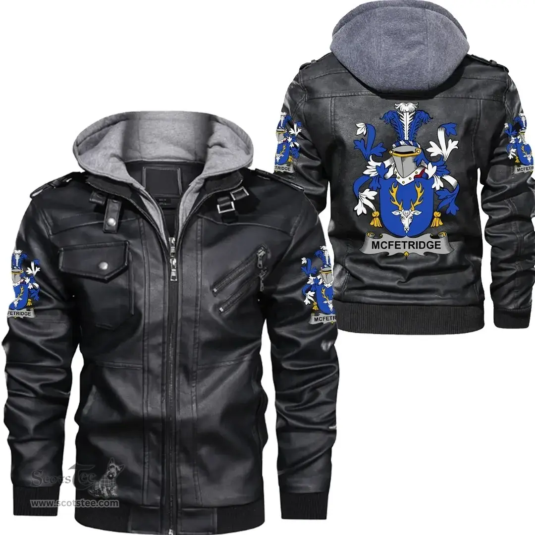 Irish McFetridge Coat of Arms Family Crest Ireland Leather Jacket Irish Jackets