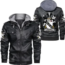 Irish Waring Coat of Arms Family Crest Ireland Leather Jacket Irish Jackets