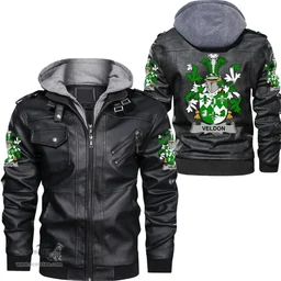 Irish Veldon Coat of Arms Family Crest Ireland Leather Jacket Irish Jackets