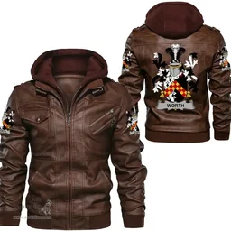 Irish Worthing Coat of Arms Family Crest Ireland Leather Jacket Irish Jackets