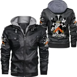 Irish Worthing Coat of Arms Family Crest Ireland Leather Jacket Irish Jackets