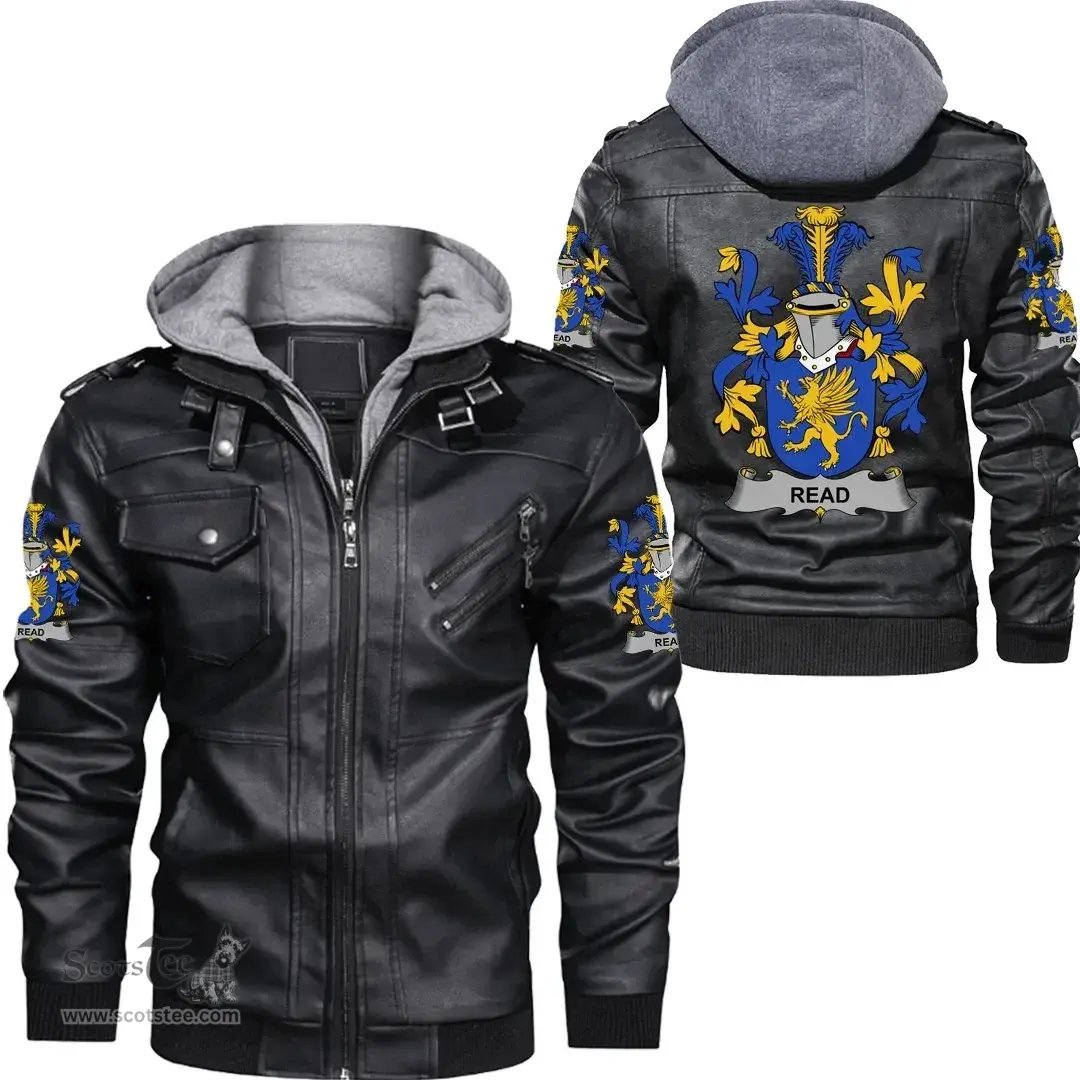 Irish Read Coat of Arms Family Crest Ireland Leather Jacket Irish Jackets