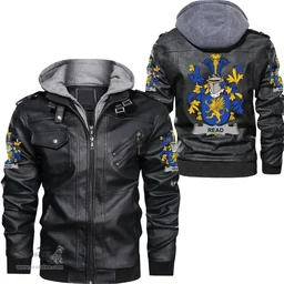 Irish Read Coat of Arms Family Crest Ireland Leather Jacket Irish Jackets