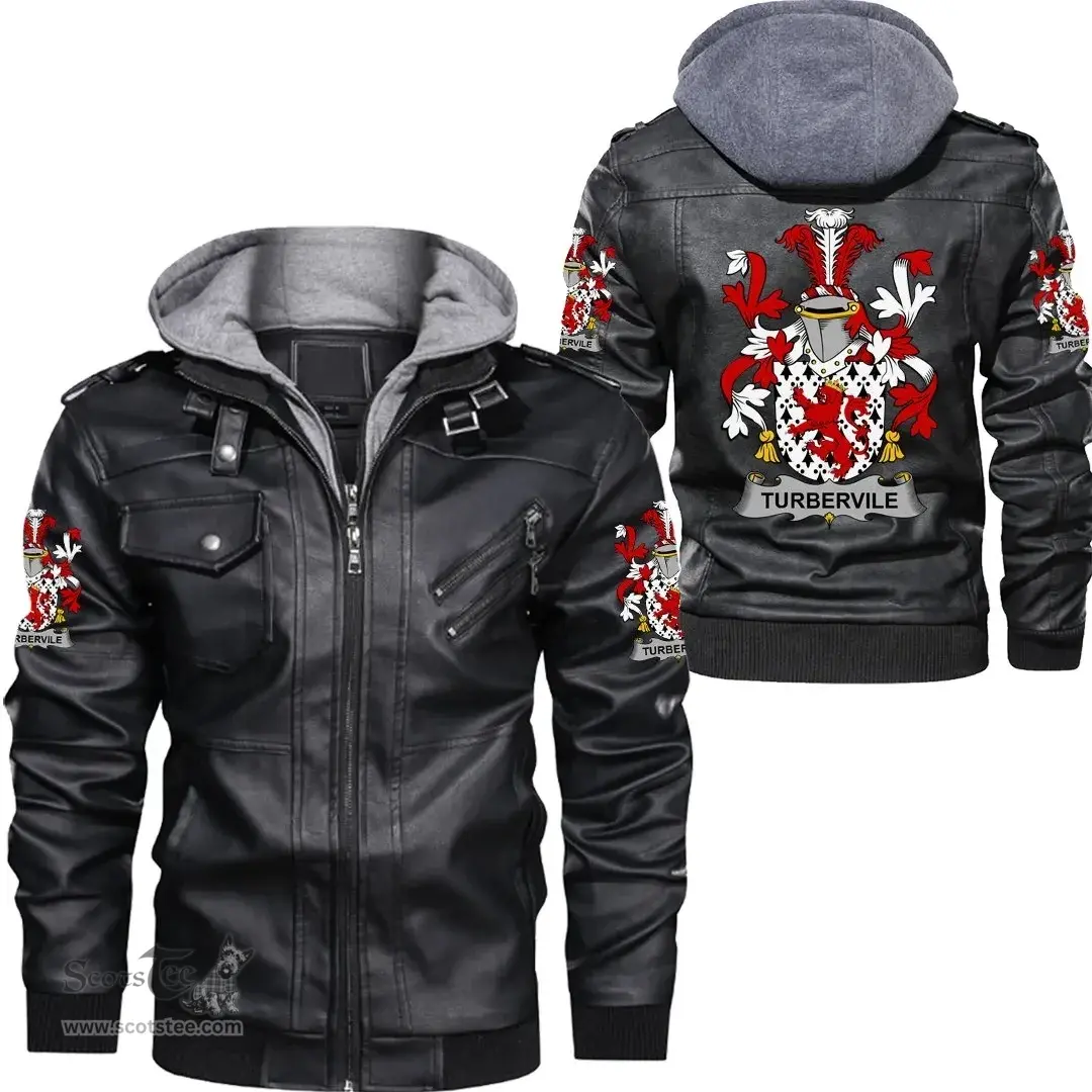 Irish Tubervile or Tuberville Coat of Arms Family Crest Ireland Leather Jacket Irish Jackets