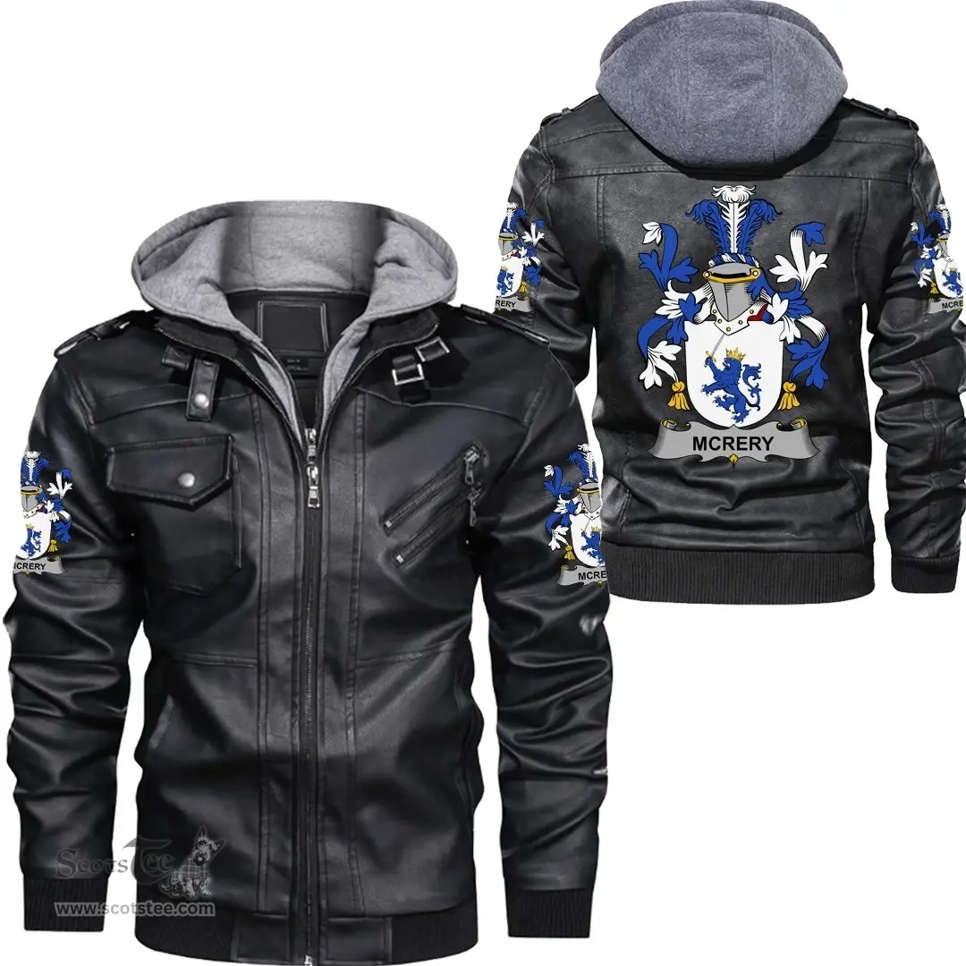 Irish McRery or McCrery Coat of Arms Family Crest Ireland Leather Jacket Irish Jackets