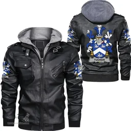 Irish Tucker Coat of Arms Family Crest Ireland Leather Jacket Irish Jackets