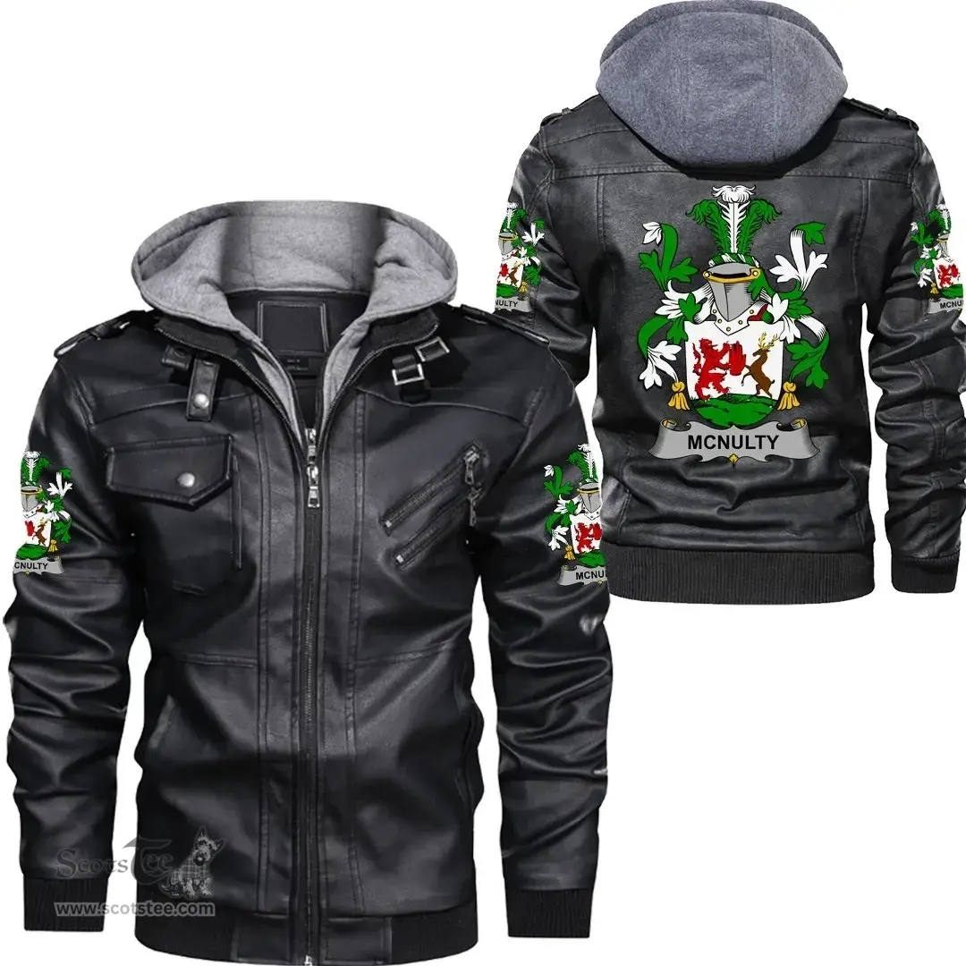 Irish McNulty Coat of Arms Family Crest Ireland Leather Jacket Irish Jackets