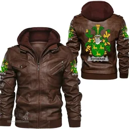 Irish Rotheram Coat of Arms Family Crest Ireland Leather Jacket Irish Jackets