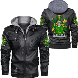 Irish Rotheram Coat of Arms Family Crest Ireland Leather Jacket Irish Jackets