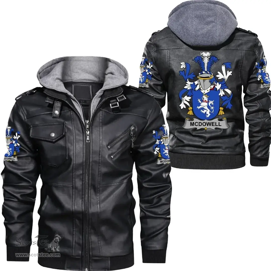 Irish McDowell Coat of Arms Family Crest Ireland Leather Jacket Irish Jackets