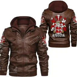 Irish McTiernan or Kiernan Coat of Arms Family Crest Ireland Leather Jacket Irish Jackets