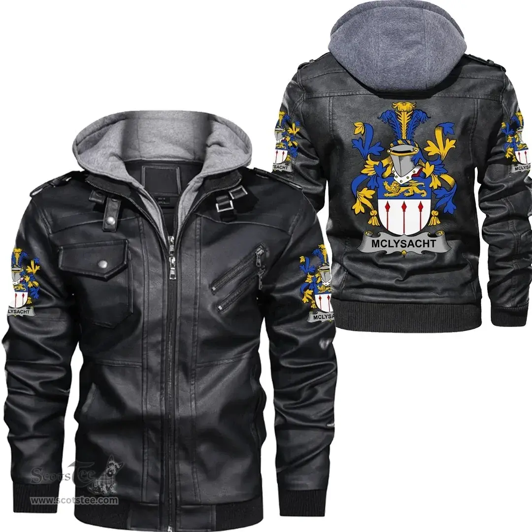 Irish McLysacht or Lysacht Coat of Arms Family Crest Ireland Leather Jacket Irish Jackets
