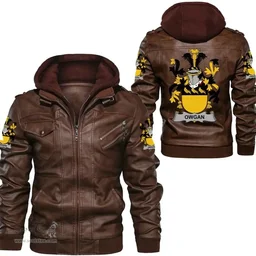 Irish Owgan Coat of Arms Family Crest Ireland Leather Jacket Irish Jackets