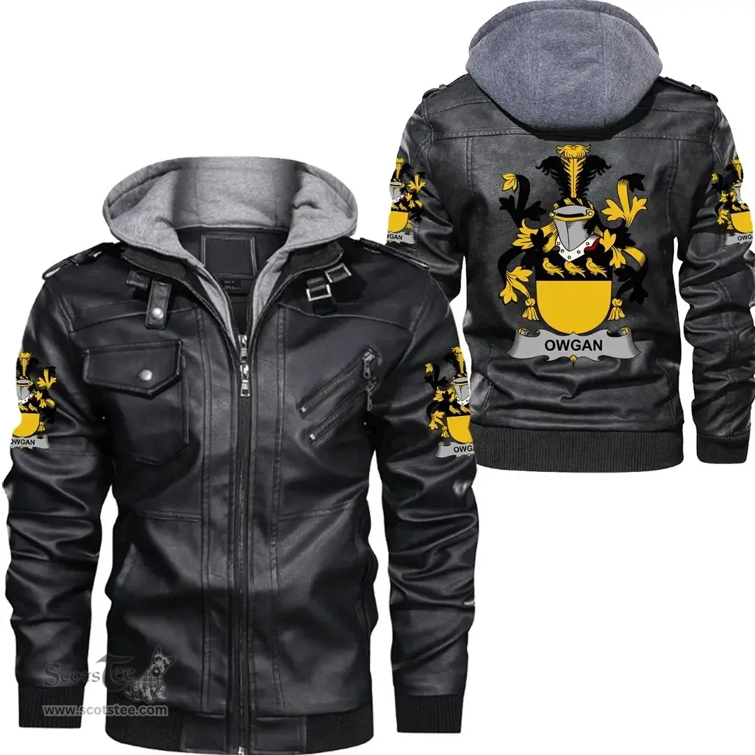 Irish Owgan Coat of Arms Family Crest Ireland Leather Jacket Irish Jackets