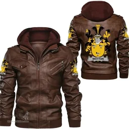 Irish Wotton Coat of Arms Family Crest Ireland Leather Jacket Irish Jackets