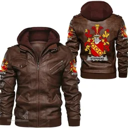 Irish Stephens Coat of Arms Family Crest Ireland Leather Jacket Irish Jackets