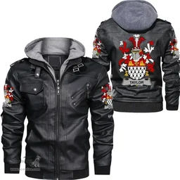 Irish Taylor Coat of Arms Family Crest Ireland Leather Jacket Irish Jackets