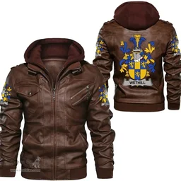 Irish Wethill Coat of Arms Family Crest Ireland Leather Jacket Irish Jackets