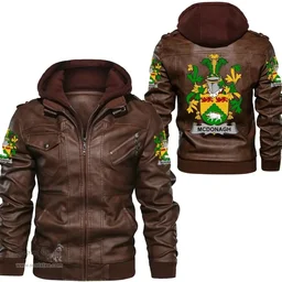Irish McDonagh or McDonogh Coat of Arms Family Crest Ireland Leather Jacket Irish Jackets