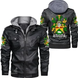 Irish McDonagh or McDonogh Coat of Arms Family Crest Ireland Leather Jacket Irish Jackets