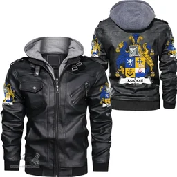Irish McGrail Coat of Arms Family Crest Ireland Leather Jacket Irish Jackets