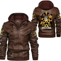 Irish Shaw Coat of Arms Family Crest Ireland Leather Jacket Irish Jackets