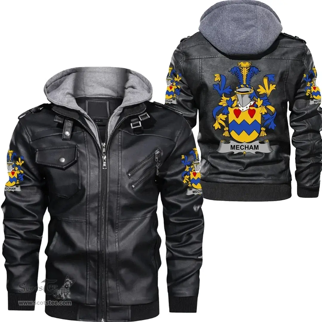 Irish Mecham Coat of Arms Family Crest Ireland Leather Jacket Irish Jackets
