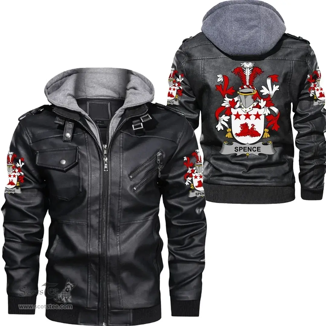 Irish Spence Coat of Arms Family Crest Ireland Leather Jacket Irish Jackets
