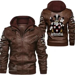 Irish Woodford Coat of Arms Family Crest Ireland Leather Jacket Irish Jackets