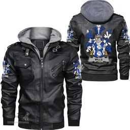 Irish Mills Coat of Arms Family Crest Ireland Leather Jacket Irish Jackets