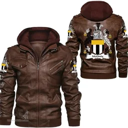 Irish McGinty Coat of Arms Family Crest Ireland Leather Jacket Irish Jackets