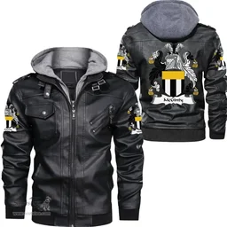 Irish McGinty Coat of Arms Family Crest Ireland Leather Jacket Irish Jackets