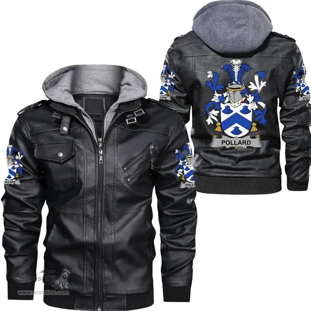 Irish Pollard Coat of Arms Family Crest Ireland Leather Jacket Irish Jackets