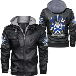 Irish Pollard Coat of Arms Family Crest Ireland Leather Jacket Irish Jackets