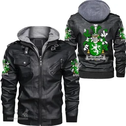 Irish McGlinchy or McGlinchey Coat of Arms Family Crest Ireland Leather Jacket Irish Jackets
