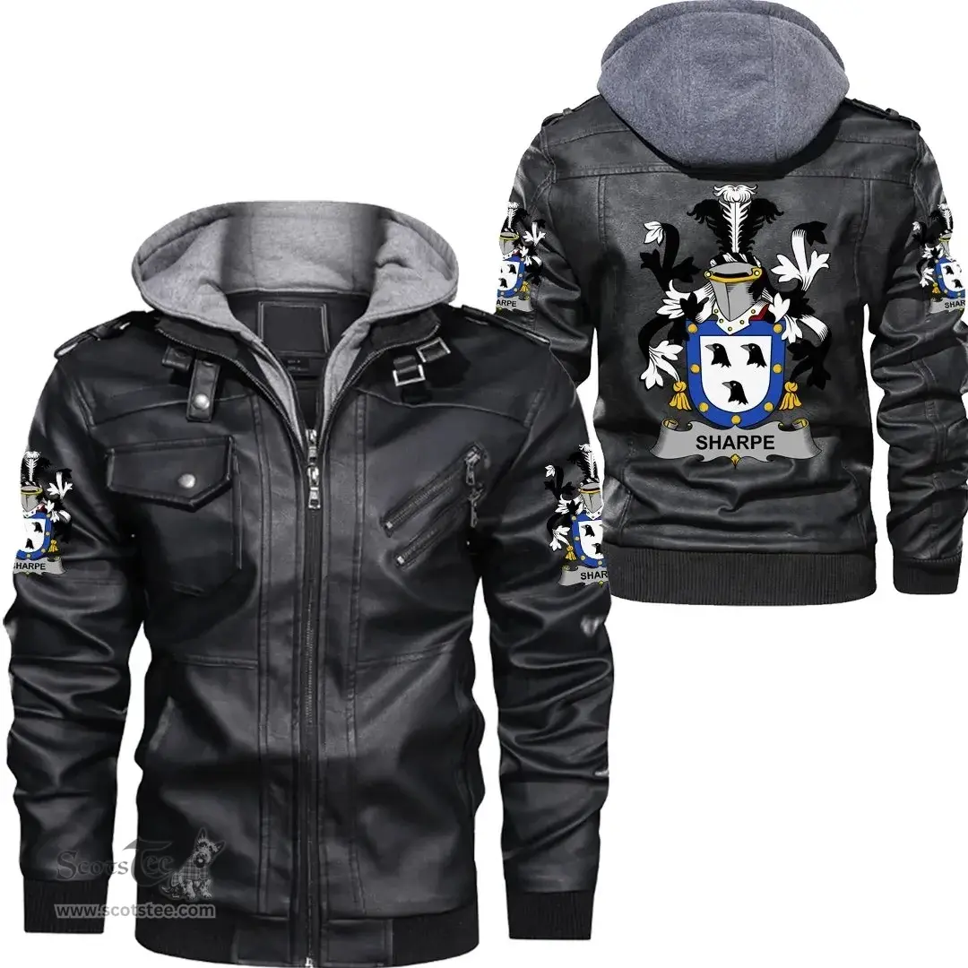 Irish Sharpe Coat of Arms Family Crest Ireland Leather Jacket Irish Jackets