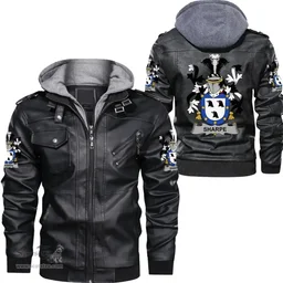 Irish Sharpe Coat of Arms Family Crest Ireland Leather Jacket Irish Jackets
