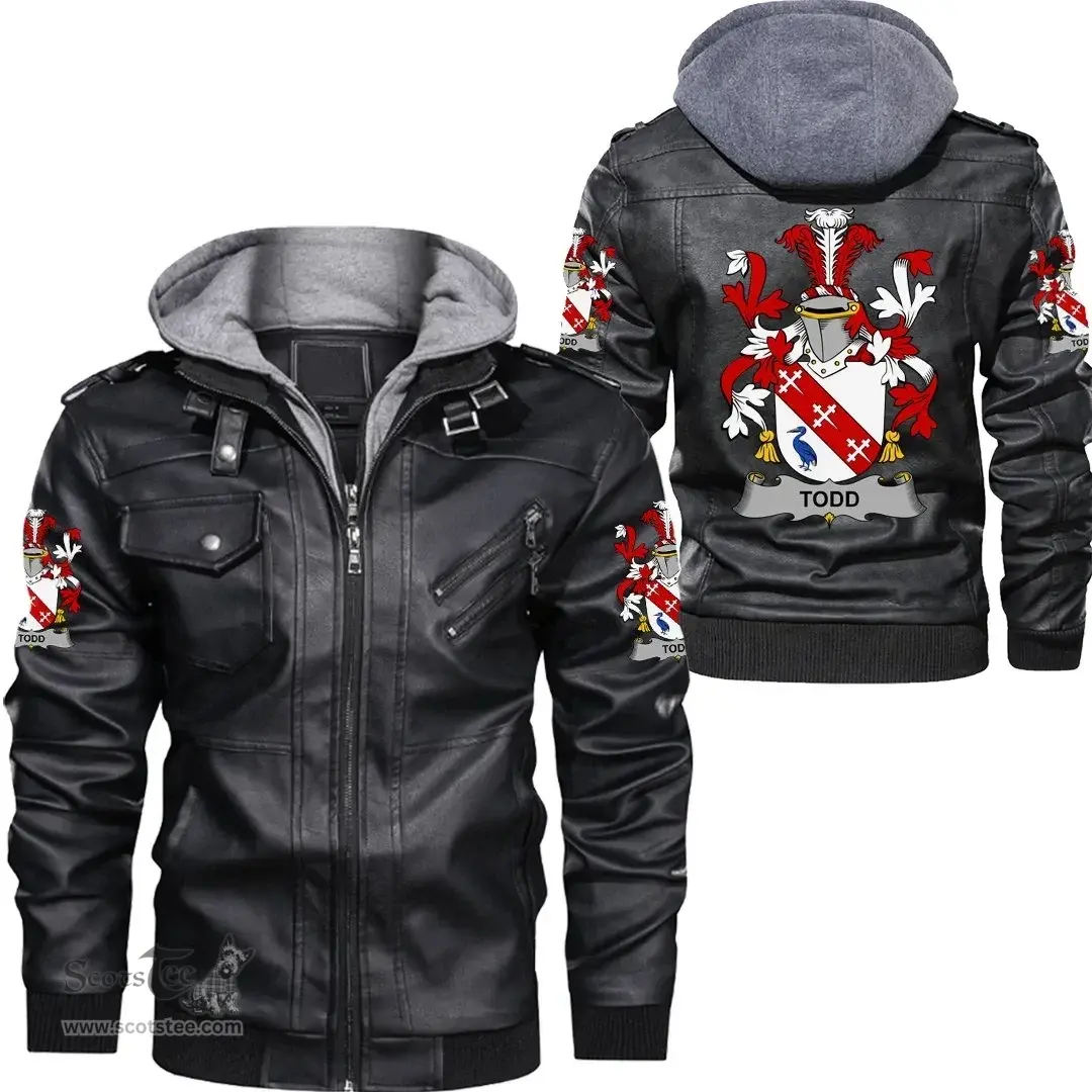 Irish Todd or Tod Coat of Arms Family Crest Ireland Leather Jacket Irish Jackets