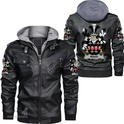 Irish Minne Coat of Arms Family Crest Ireland Leather Jacket Irish Jackets