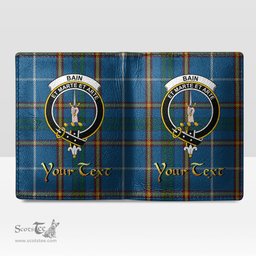 Scottish Bain Clan Crest Tartan Mens Leather Wallet Tartan Wallet
