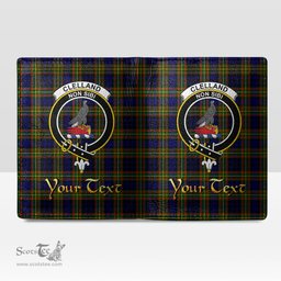 Scottish Clelland Modern Clan Crest Tartan Mens Leather Wallet Tartan Wallet