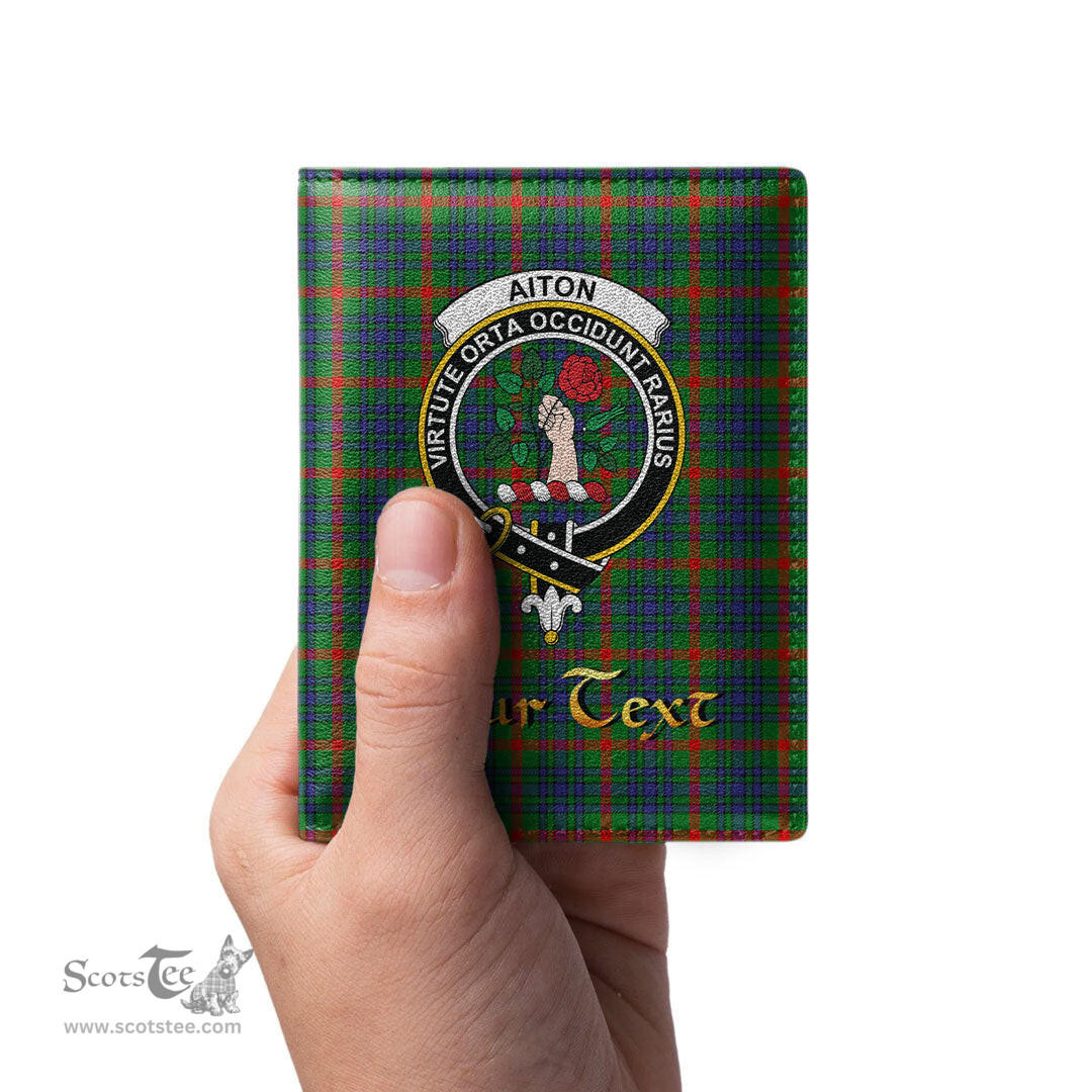 Scottish Aiton Clan Crest Tartan Mens Leather Wallet Tartan Wallet