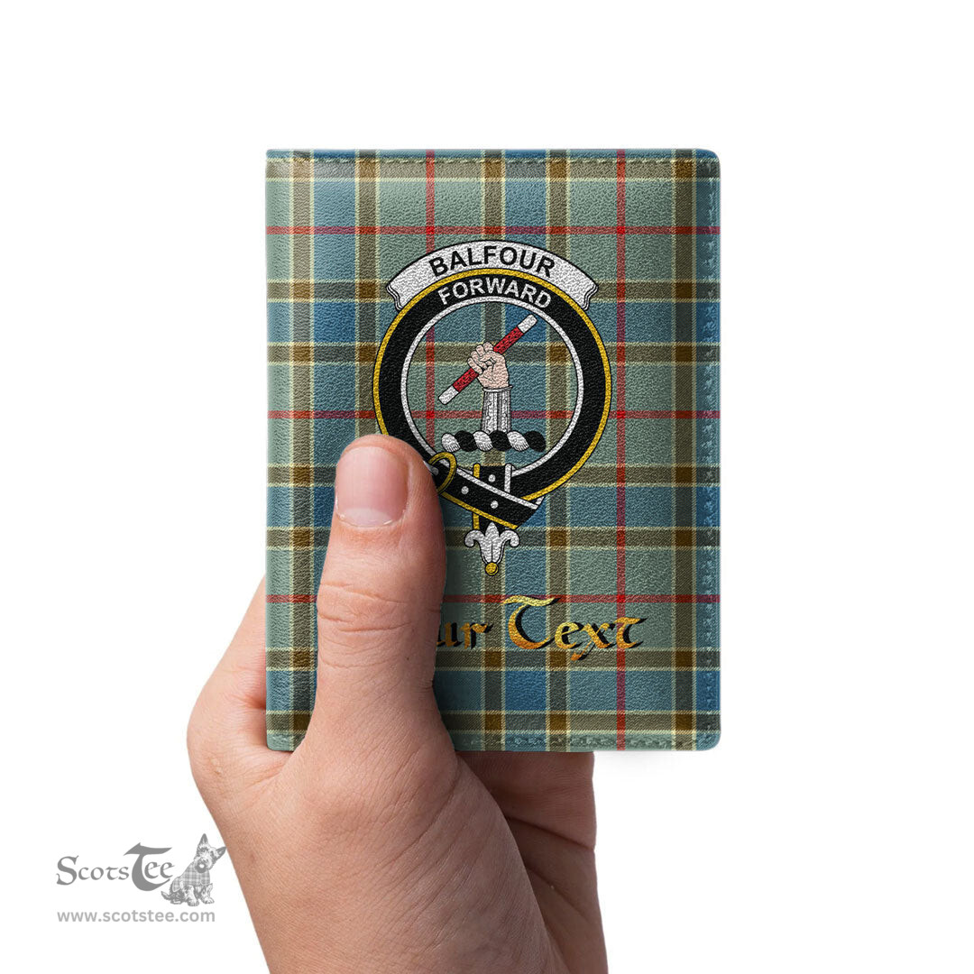 Scottish Balfour Blue Clan Crest Tartan Mens Leather Wallet Tartan Wallet