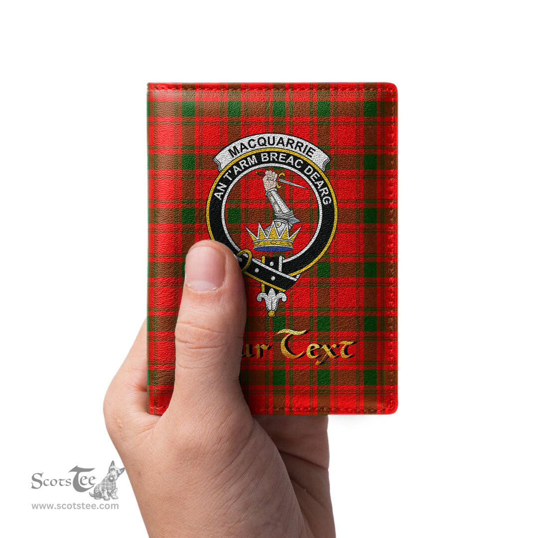 Scottish MacQuarrie Modern Clan Crest Tartan Mens Leather Wallet Tartan Wallet